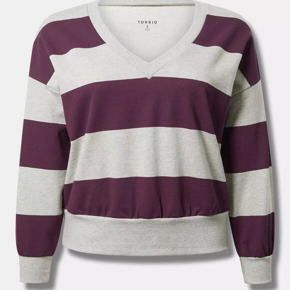 Torrid Drop-Shoulder V-Neck Pullover - Picture 3 of 3